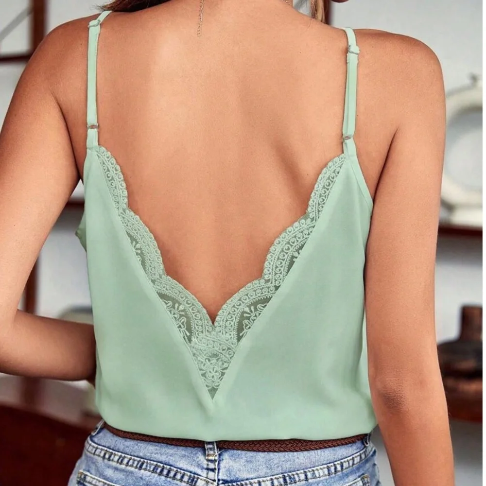 Boho Lace Backless Cami Tank Top - Picture 6 of 9